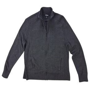 Express Merino Wool Zip Up Sweater Men’s Large Charcoal Gray